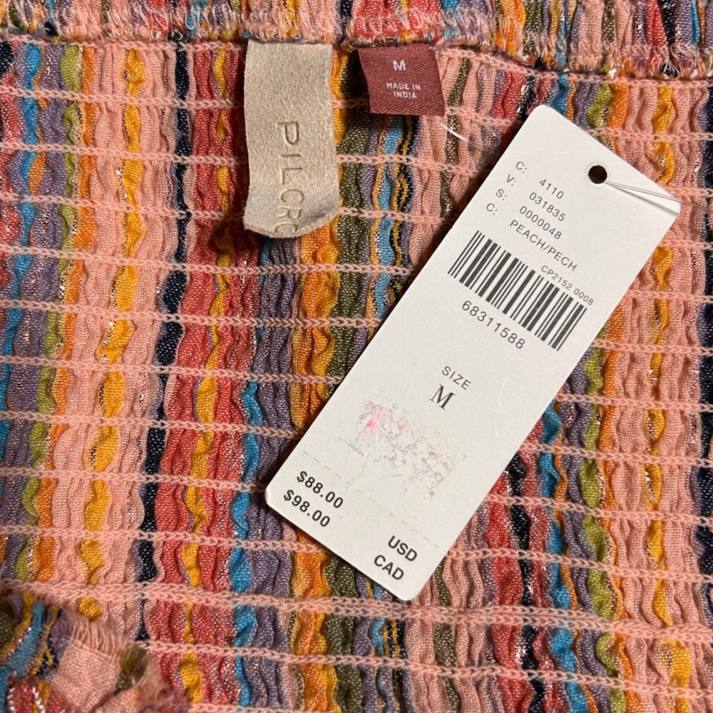 #0234 Anthropology Colorful Strapless Smocked Tube Top-M - Picture 10 of 10